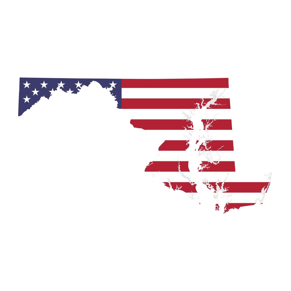 maryland-state-map-with-american-national-flag