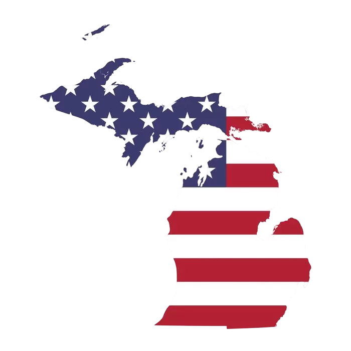 michigan-state-map-with-american-national-flag